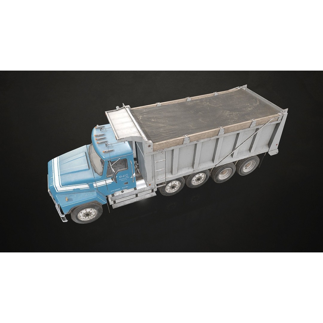Classic Dump Truck 3D Model – Low Poly Game Asset, FBX, PBR Textures - View 10