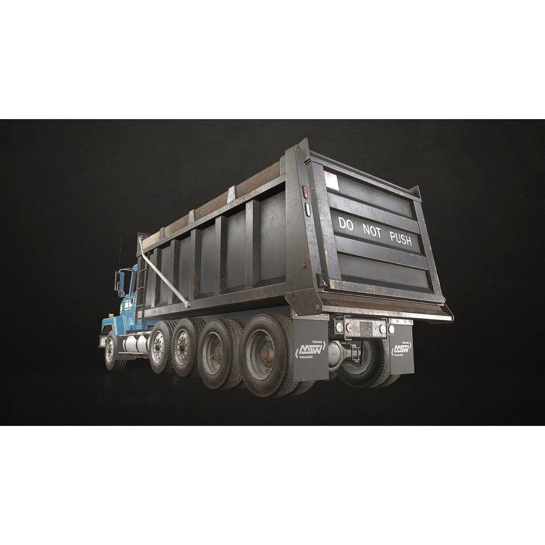Classic Dump Truck 3D Model – Low Poly Game Asset, FBX, PBR Textures - View 13