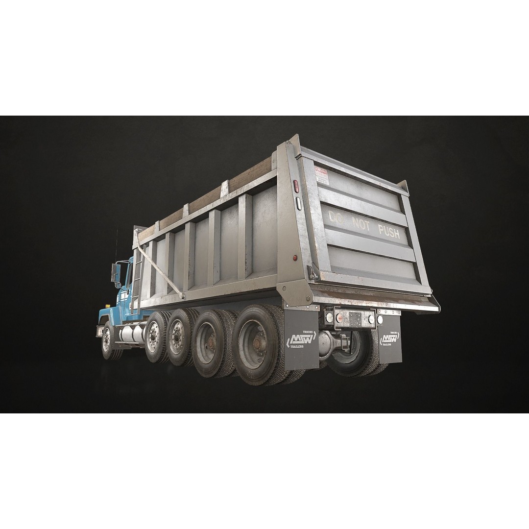 Classic Dump Truck 3D Model – Low Poly Game Asset, FBX, PBR Textures - View 14