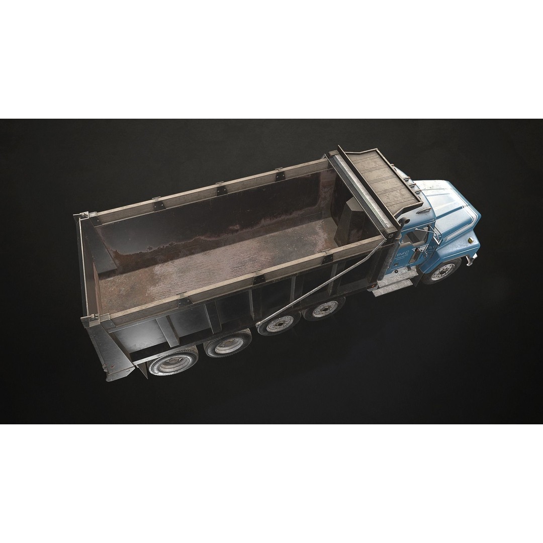 Classic Dump Truck 3D Model – Low Poly Game Asset, FBX, PBR Textures - View 15