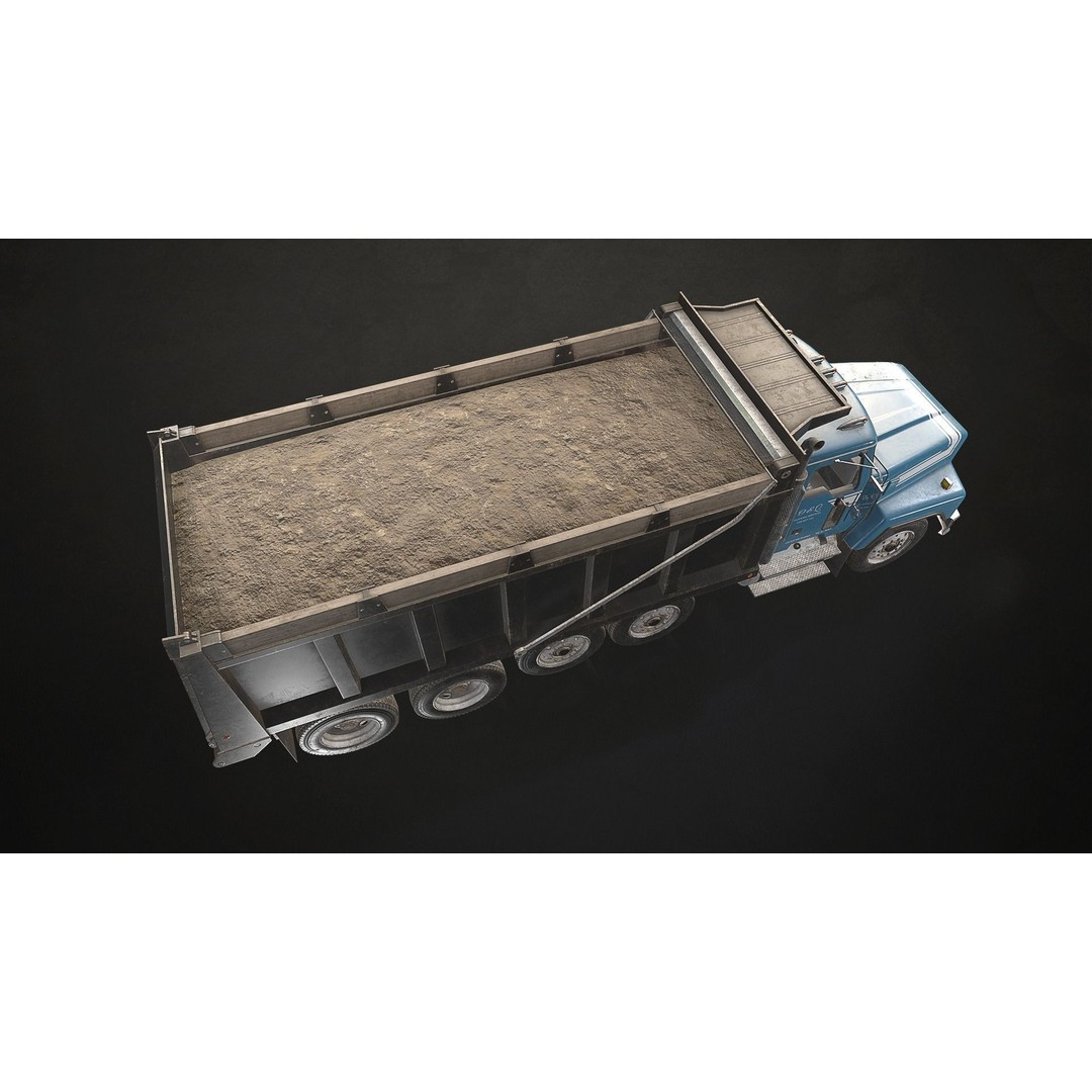 Classic Dump Truck 3D Model – Low Poly Game Asset, FBX, PBR Textures - View 16