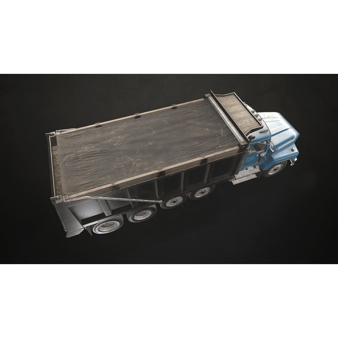 Classic Dump Truck 3D Model – Low Poly Game Asset, FBX, PBR Textures - View 17