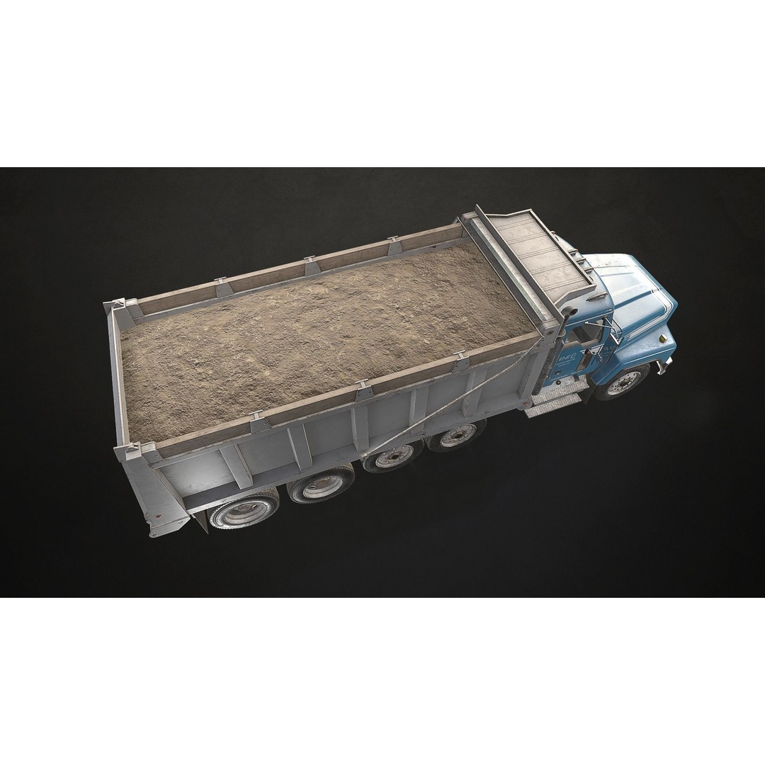 Classic Dump Truck 3D Model – Low Poly Game Asset, FBX, PBR Textures - View 19