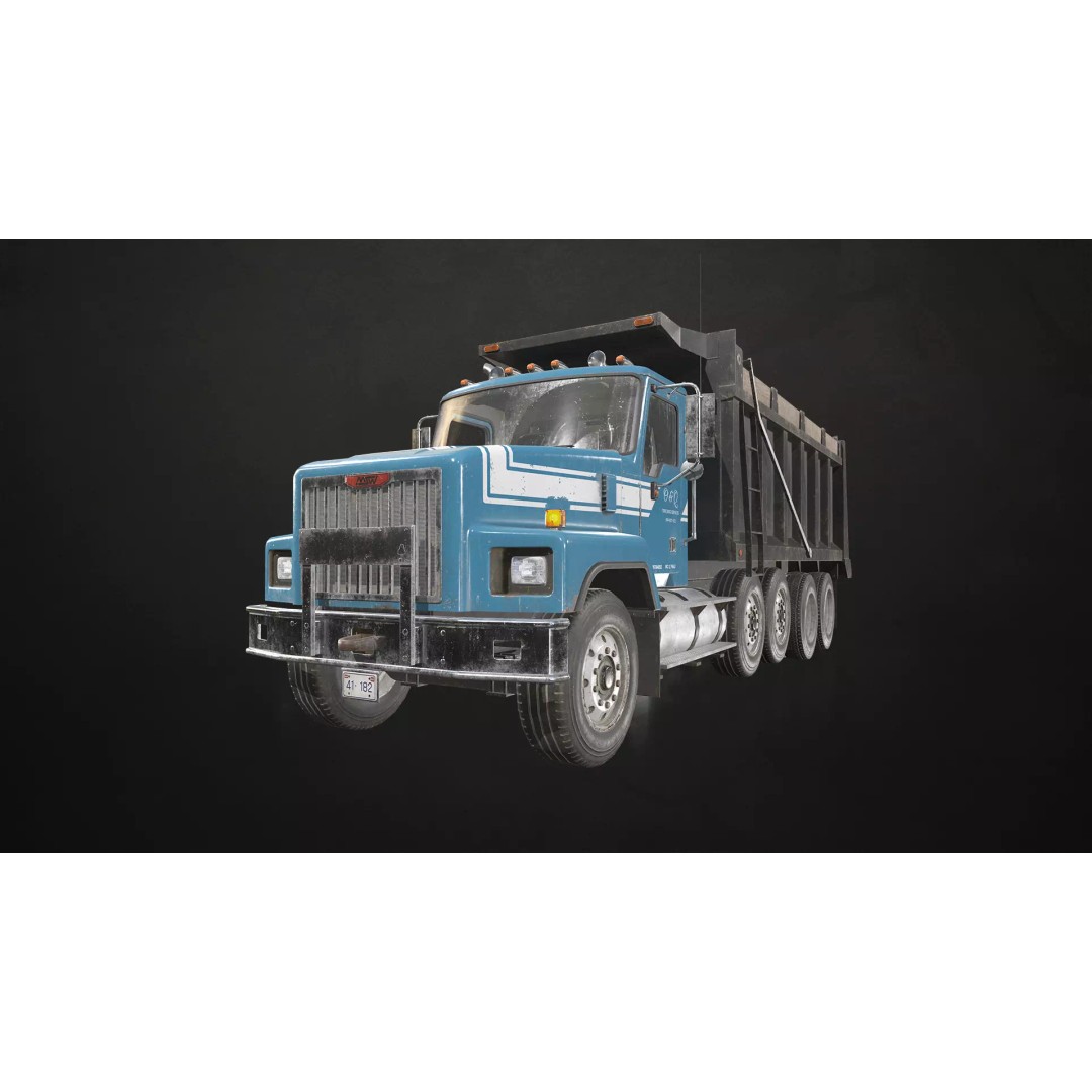 Classic Dump Truck 3D Model – Low Poly Game Asset, FBX, PBR Textures - View 2