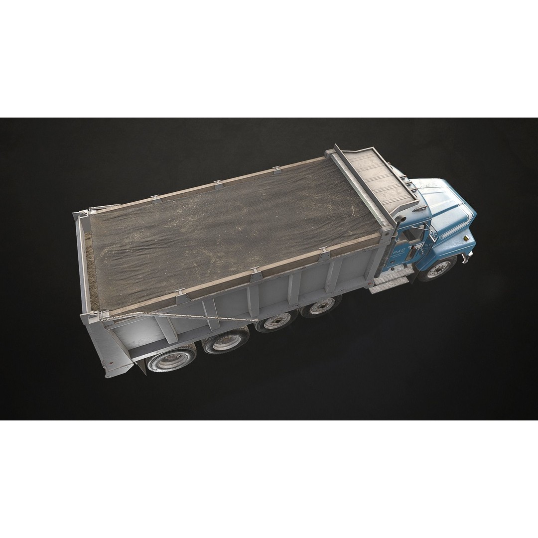 Classic Dump Truck 3D Model – Low Poly Game Asset, FBX, PBR Textures - View 20