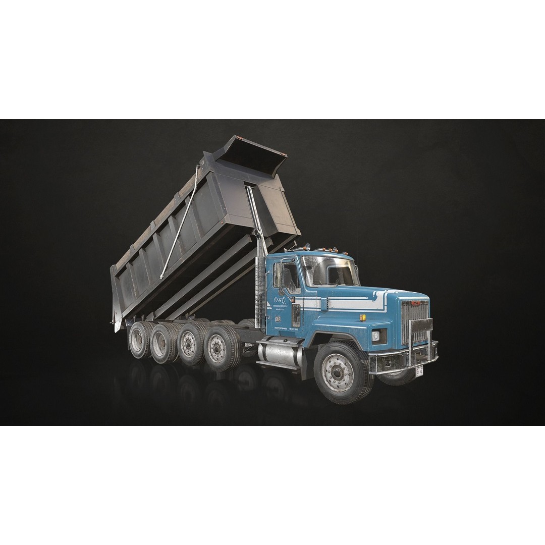 Classic Dump Truck 3D Model – Low Poly Game Asset, FBX, PBR Textures - View 23