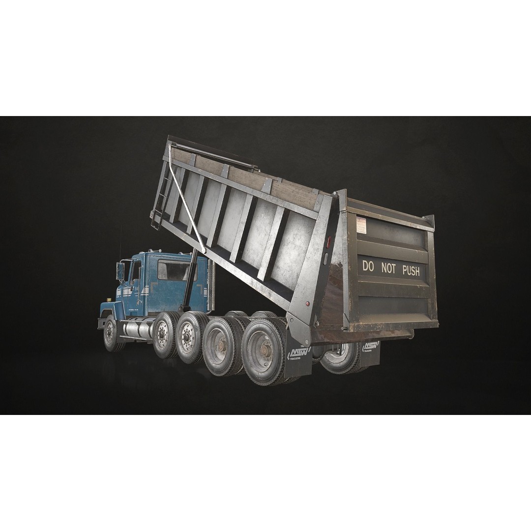 Classic Dump Truck 3D Model – Low Poly Game Asset, FBX, PBR Textures - View 24