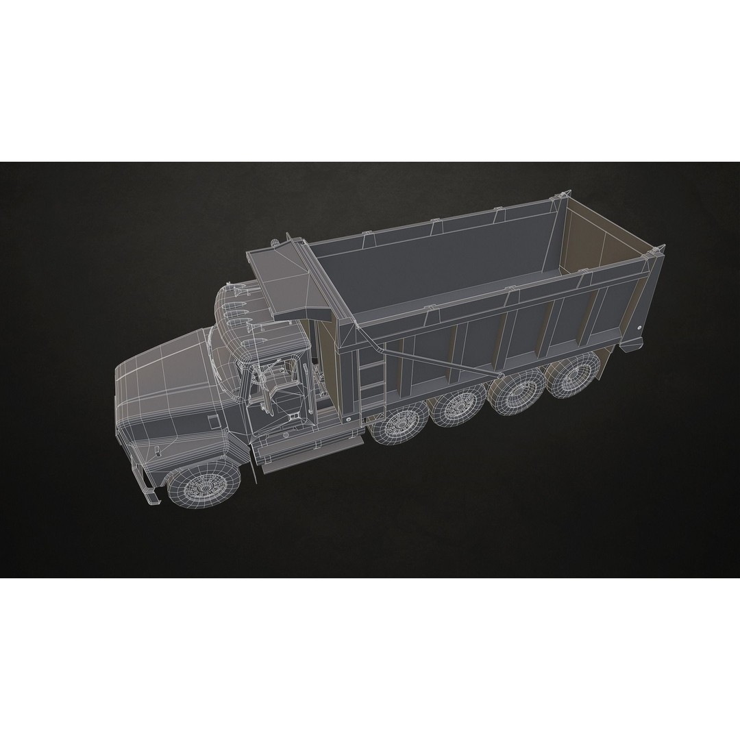 Classic Dump Truck 3D Model – Low Poly Game Asset, FBX, PBR Textures - View 28