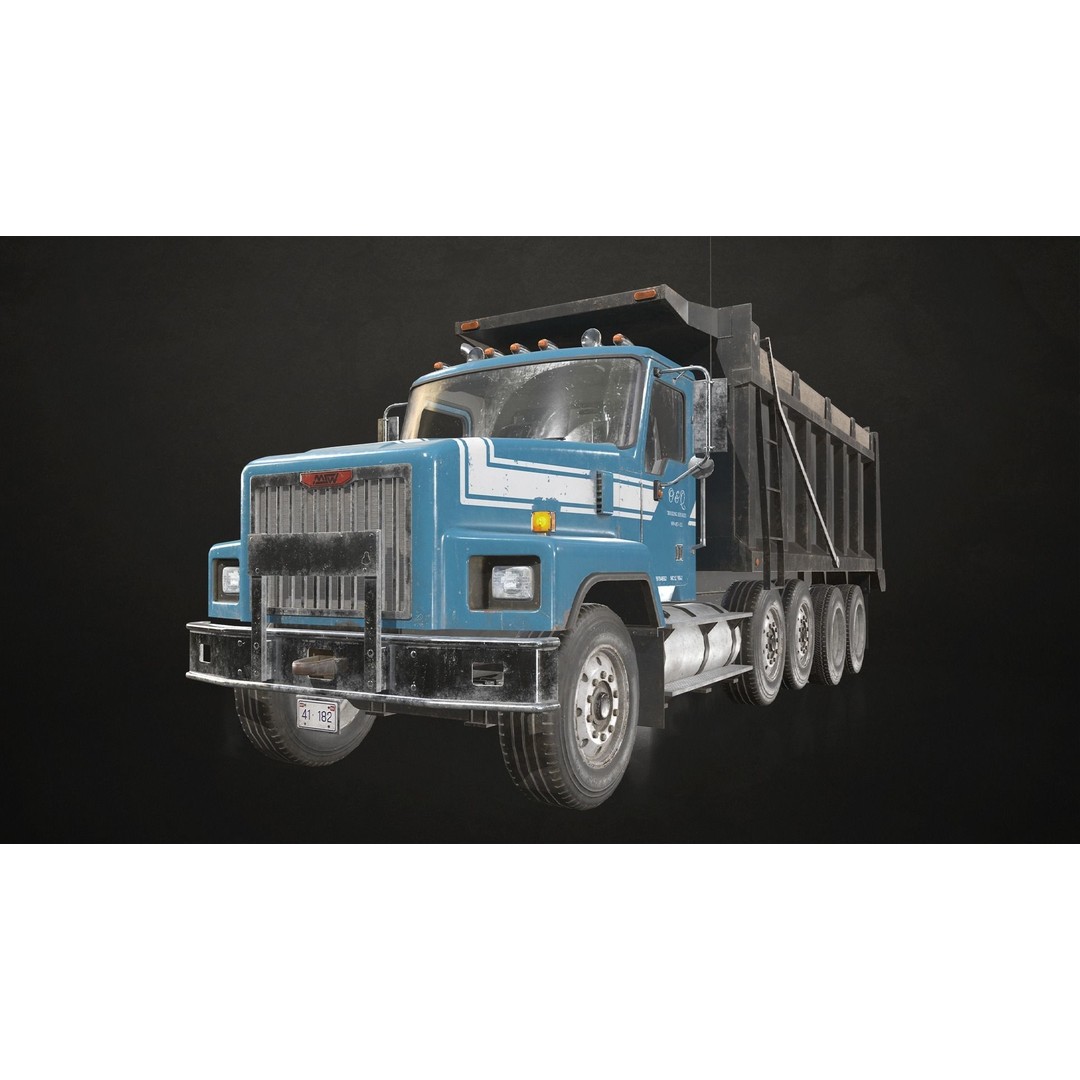 Classic Dump Truck 3D Model – Low Poly Game Asset, FBX, PBR Textures - View 3
