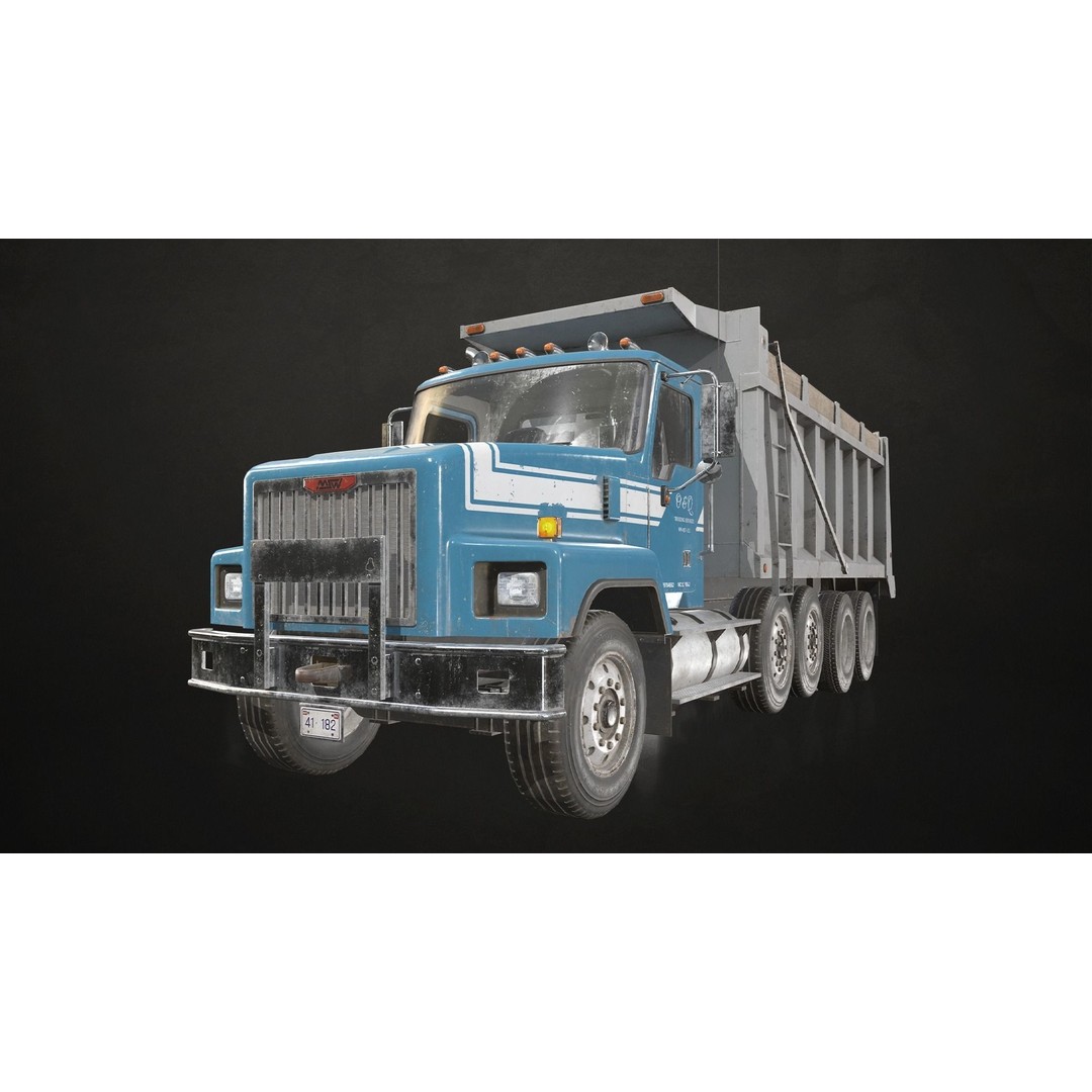 Classic Dump Truck 3D Model – Low Poly Game Asset, FBX, PBR Textures - View 4