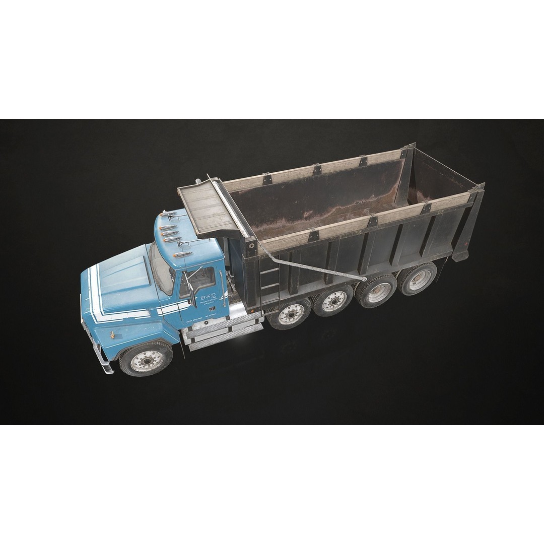 Classic Dump Truck 3D Model – Low Poly Game Asset, FBX, PBR Textures - View 5