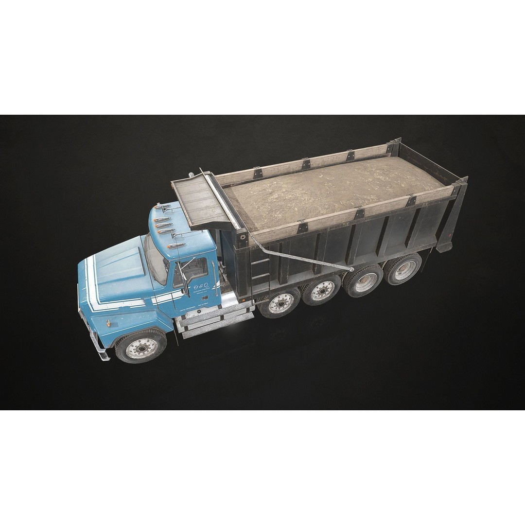 Classic Dump Truck 3D Model – Low Poly Game Asset, FBX, PBR Textures - View 6