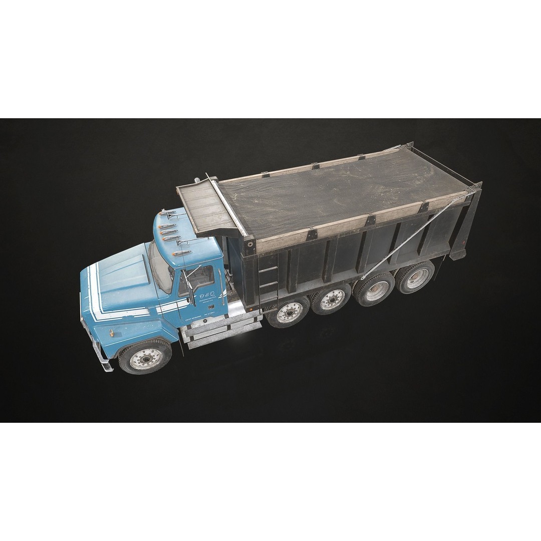 Classic Dump Truck 3D Model – Low Poly Game Asset, FBX, PBR Textures - View 7