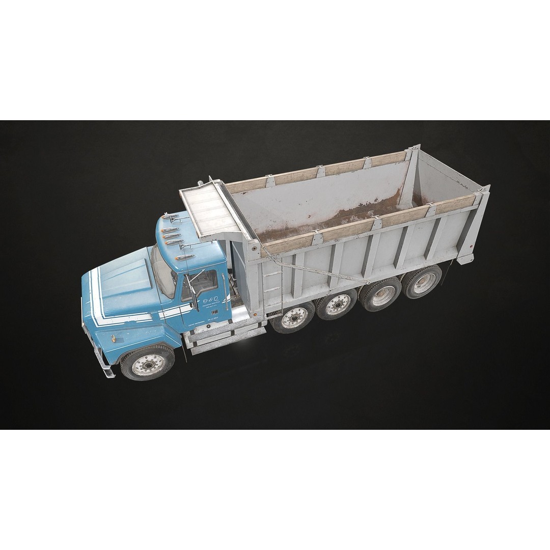 Classic Dump Truck 3D Model – Low Poly Game Asset, FBX, PBR Textures - View 8