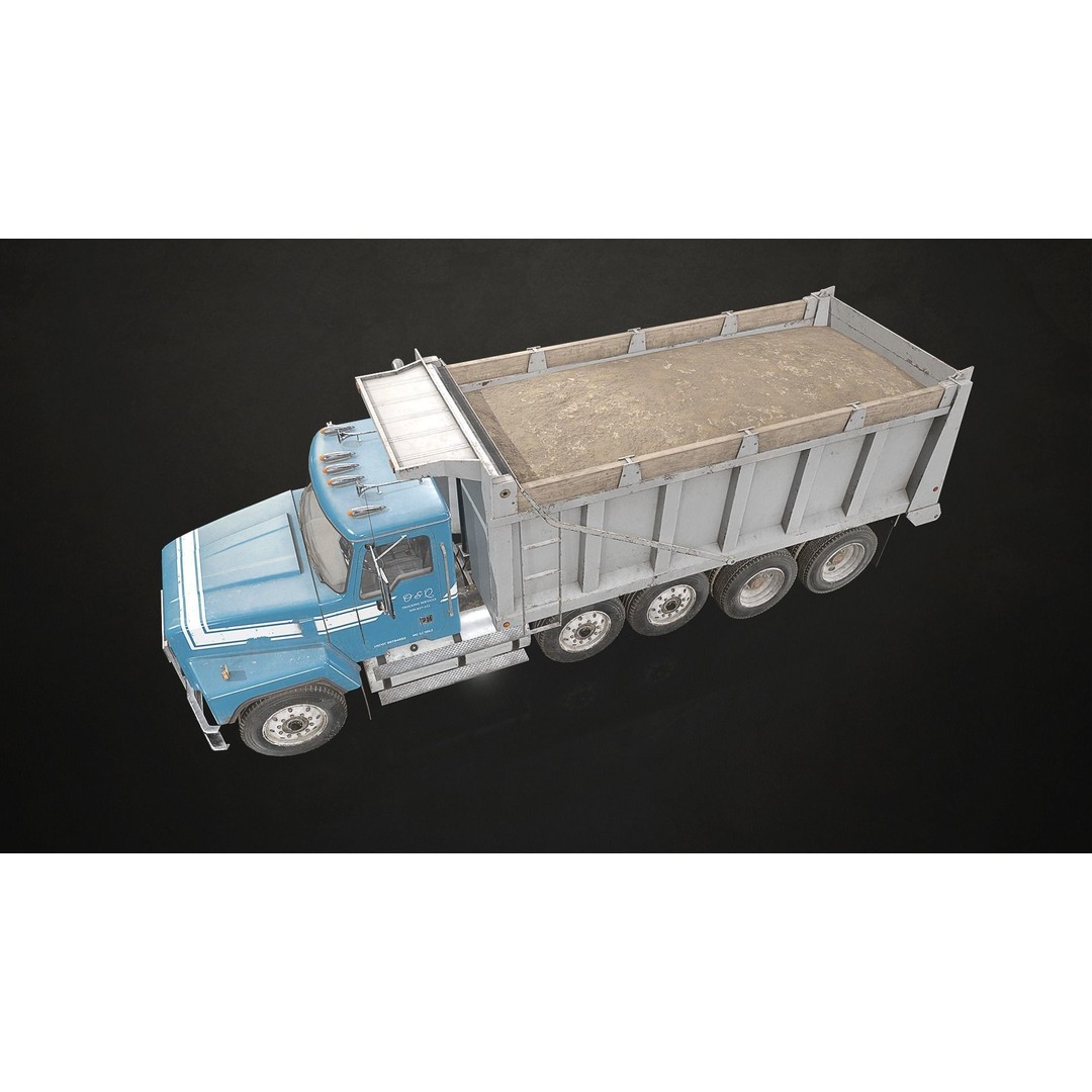 Classic Dump Truck 3D Model – Low Poly Game Asset, FBX, PBR Textures - View 9