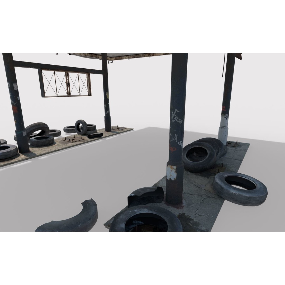 Abandoned Petrol Station 3D Model – Realistic Industrial Asset, FBX - View 10