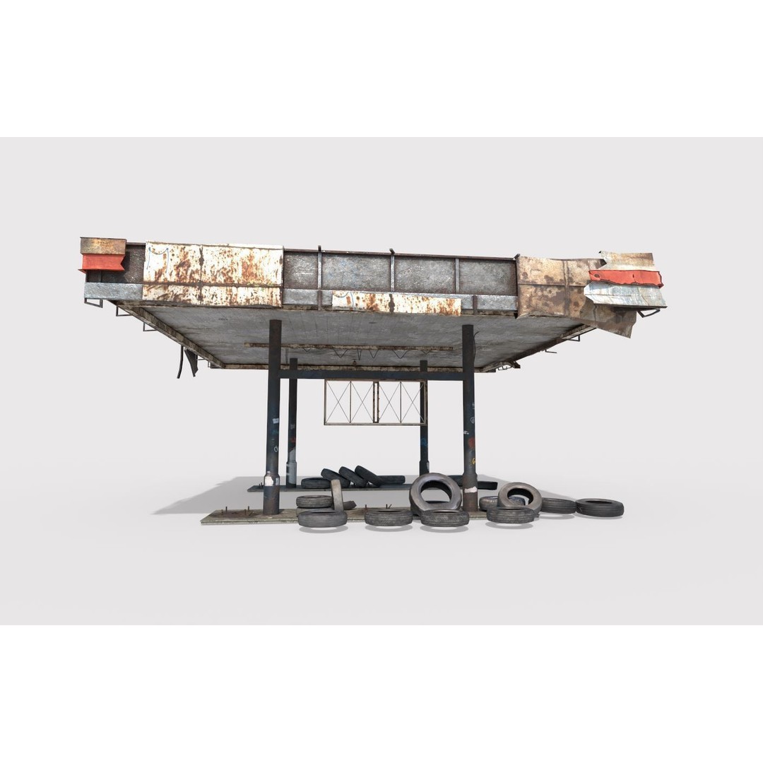 Abandoned Petrol Station 3D Model – Realistic Industrial Asset, FBX - View 5