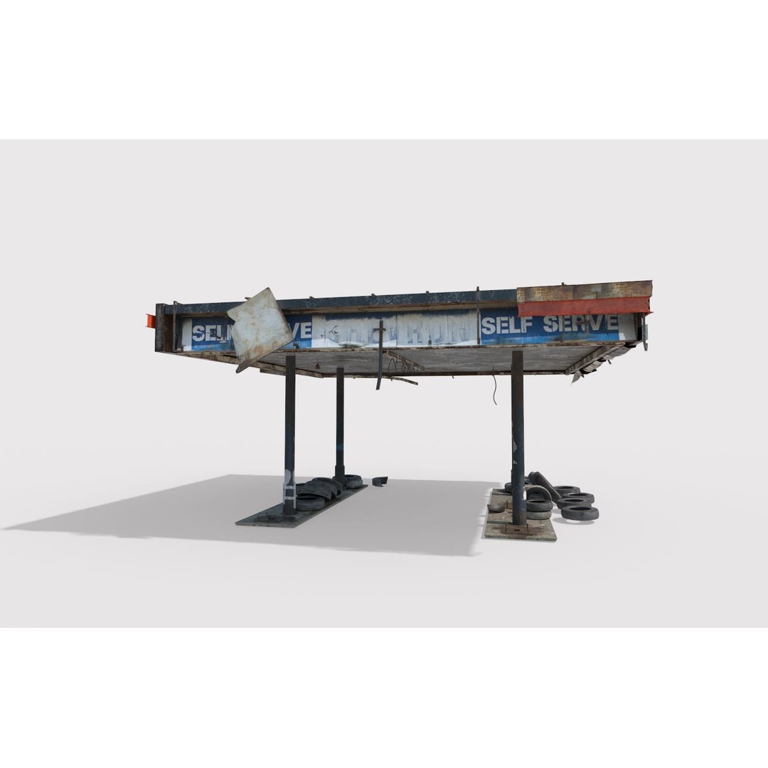 Abandoned Petrol Station 3D Model – Realistic Industrial Asset, FBX - View 6
