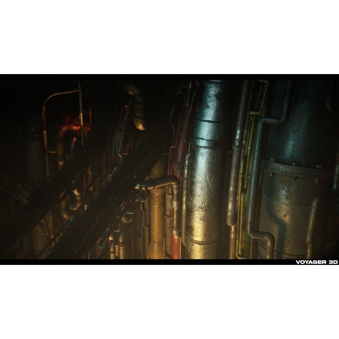 Sci-Fi Pipes 3D Model – Low Poly Industrial Asset, FBX & PBR Textures