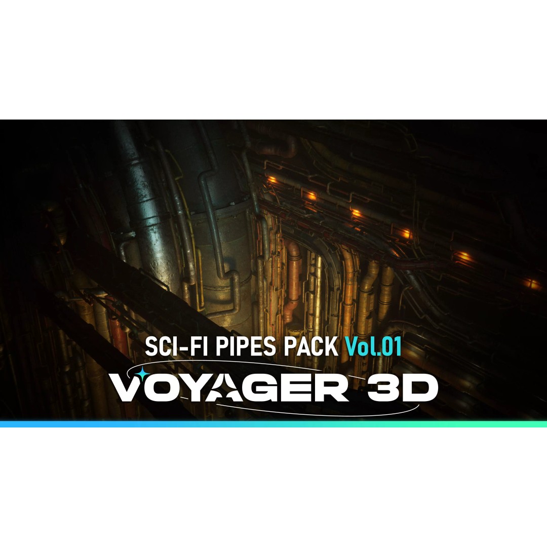 Sci-Fi Pipes 3D Model – Low Poly Industrial Asset, FBX & PBR Textures - View 2