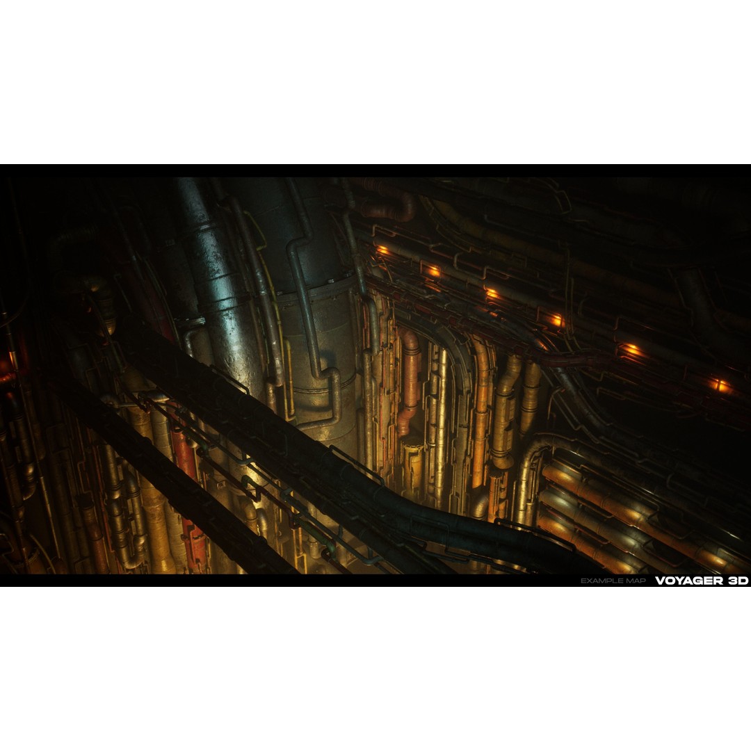 Sci-Fi Pipes 3D Model – Low Poly Industrial Asset, FBX & PBR Textures - View 3