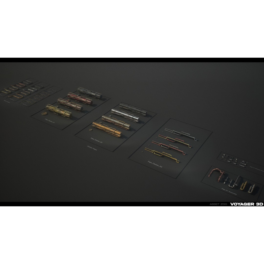 Sci-Fi Pipes 3D Model – Low Poly Industrial Asset, FBX & PBR Textures - View 4