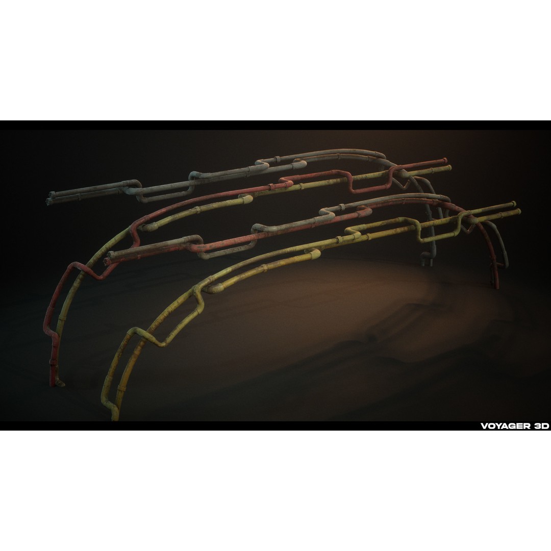 Sci-Fi Pipes 3D Model – Low Poly Industrial Asset, FBX & PBR Textures - View 7