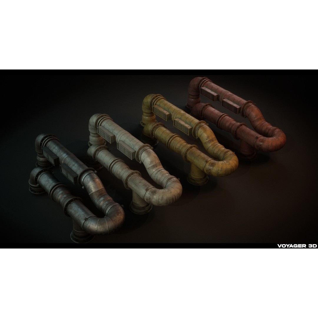 Sci-Fi Pipes 3D Model – Low Poly Industrial Asset, FBX & PBR Textures - View 8
