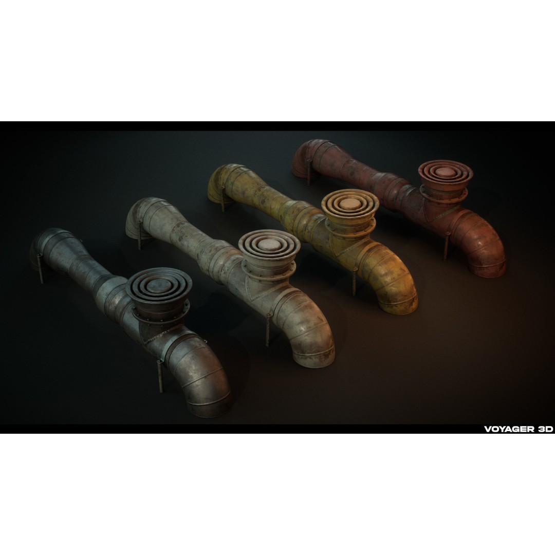 Sci-Fi Pipes 3D Model – Low Poly Industrial Asset, FBX & PBR Textures - View 9