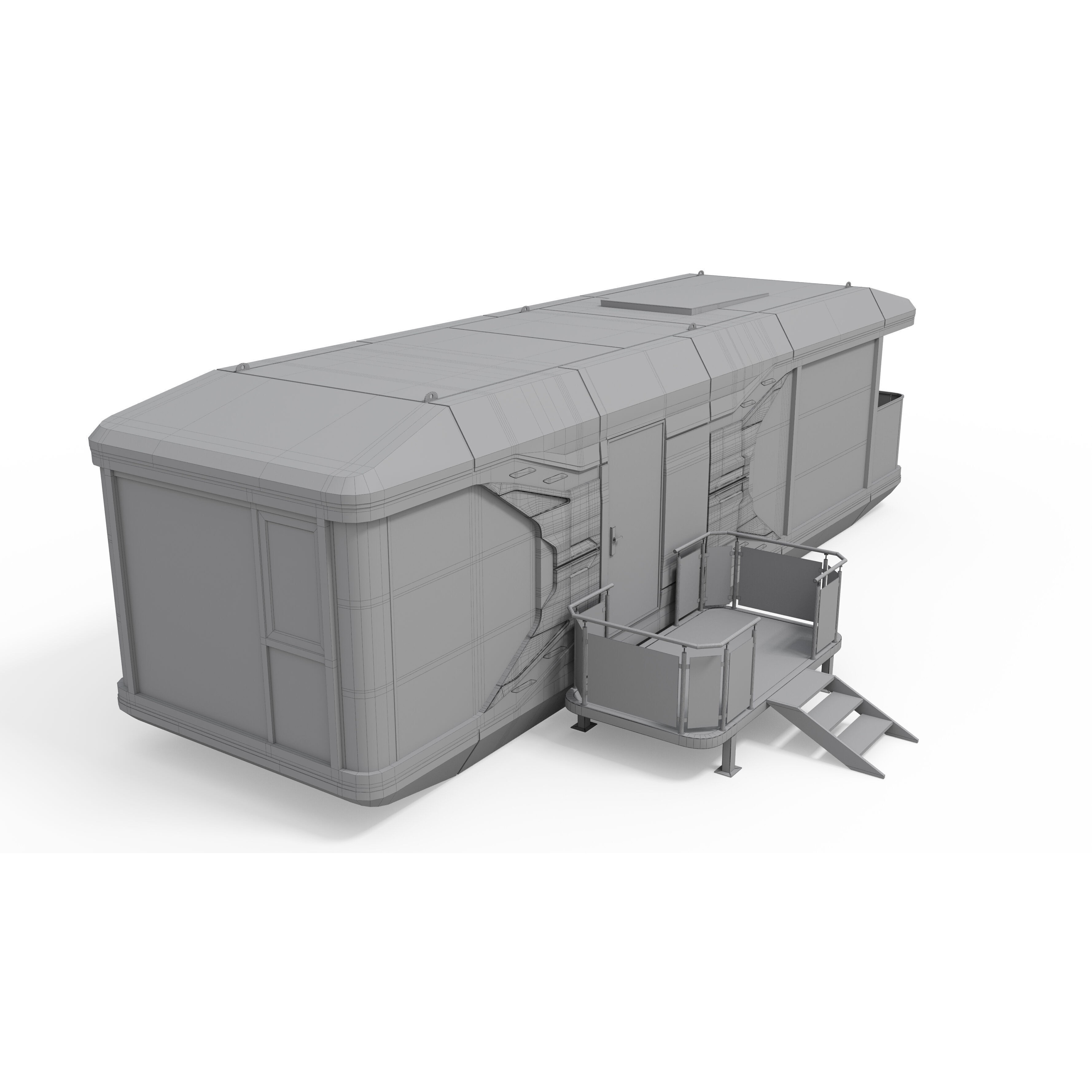 Capsule Modular Two-Room House - Low-Poly Game-Ready 3D Model