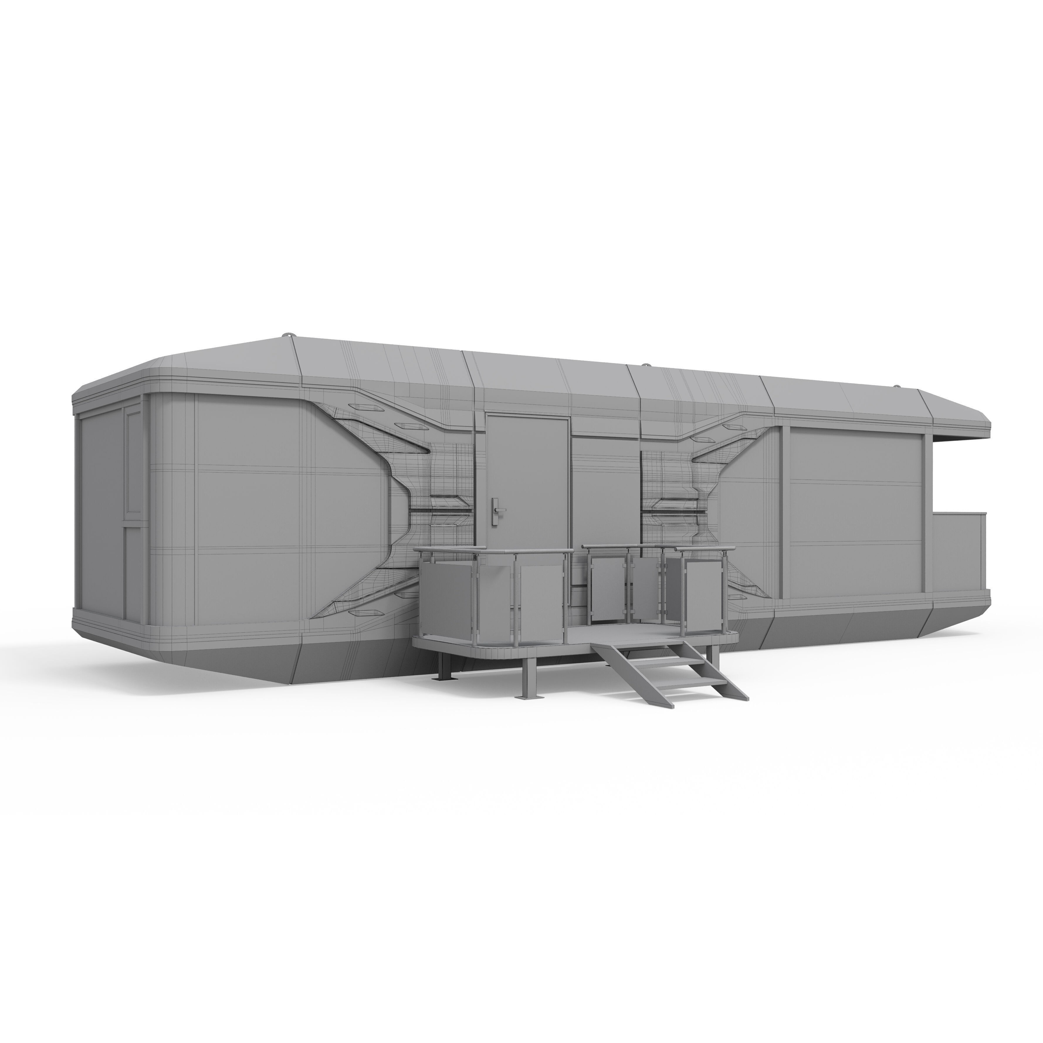 Capsule Modular Two-Room House - Low-Poly Game-Ready 3D Model - View 15