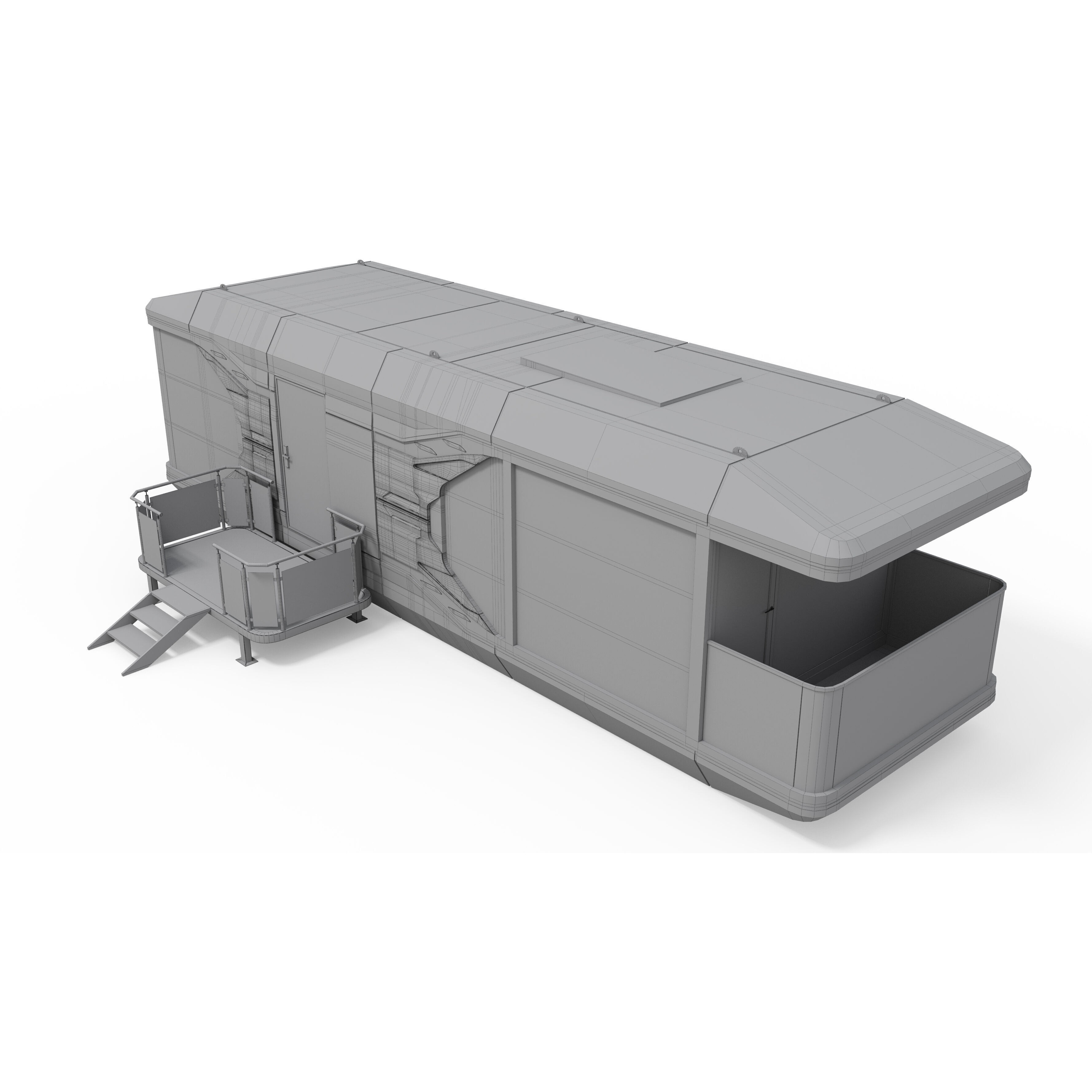 Capsule Modular Two-Room House - Low-Poly Game-Ready 3D Model - View 16