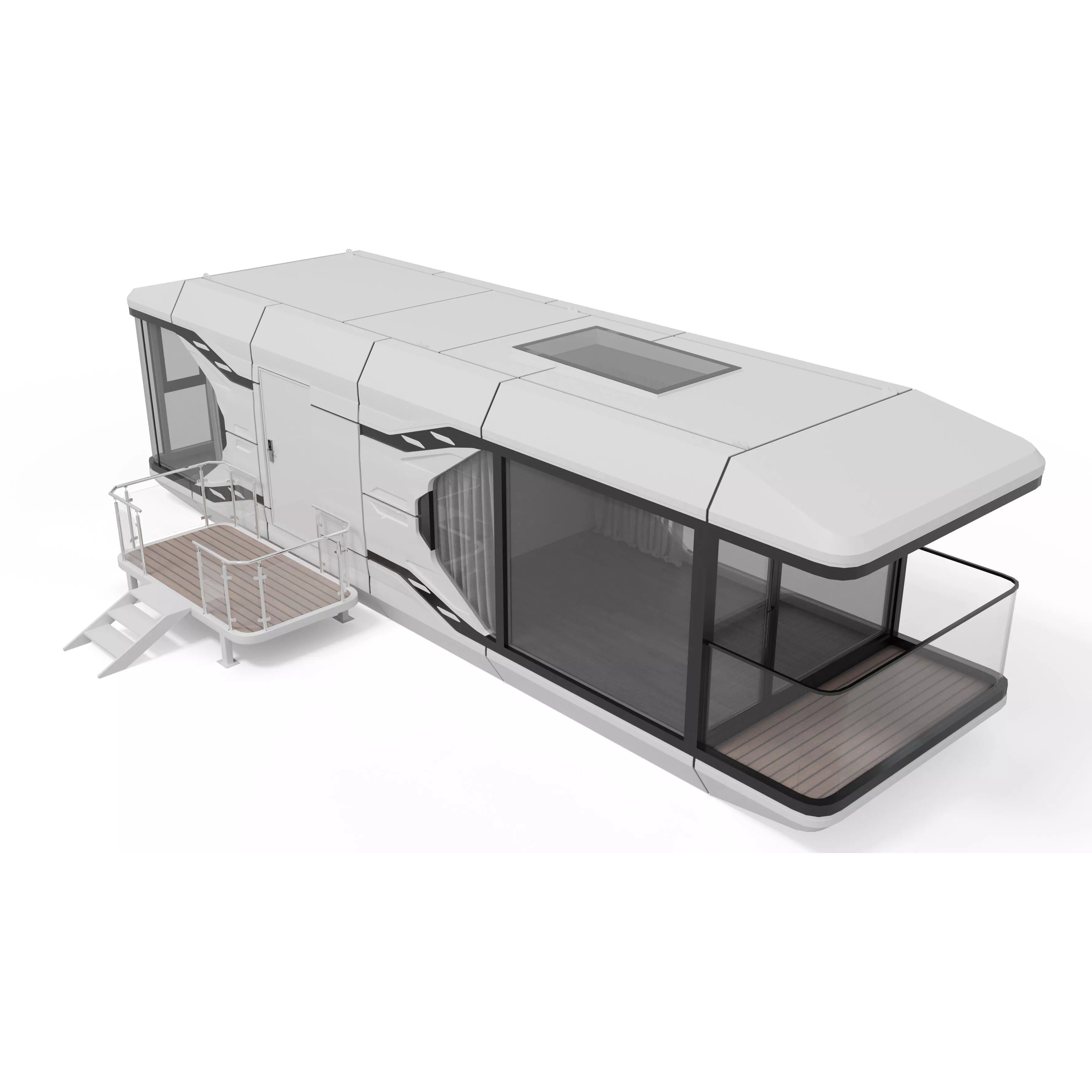 Capsule Modular Two-Room House - Low-Poly Game-Ready 3D Model - View 2