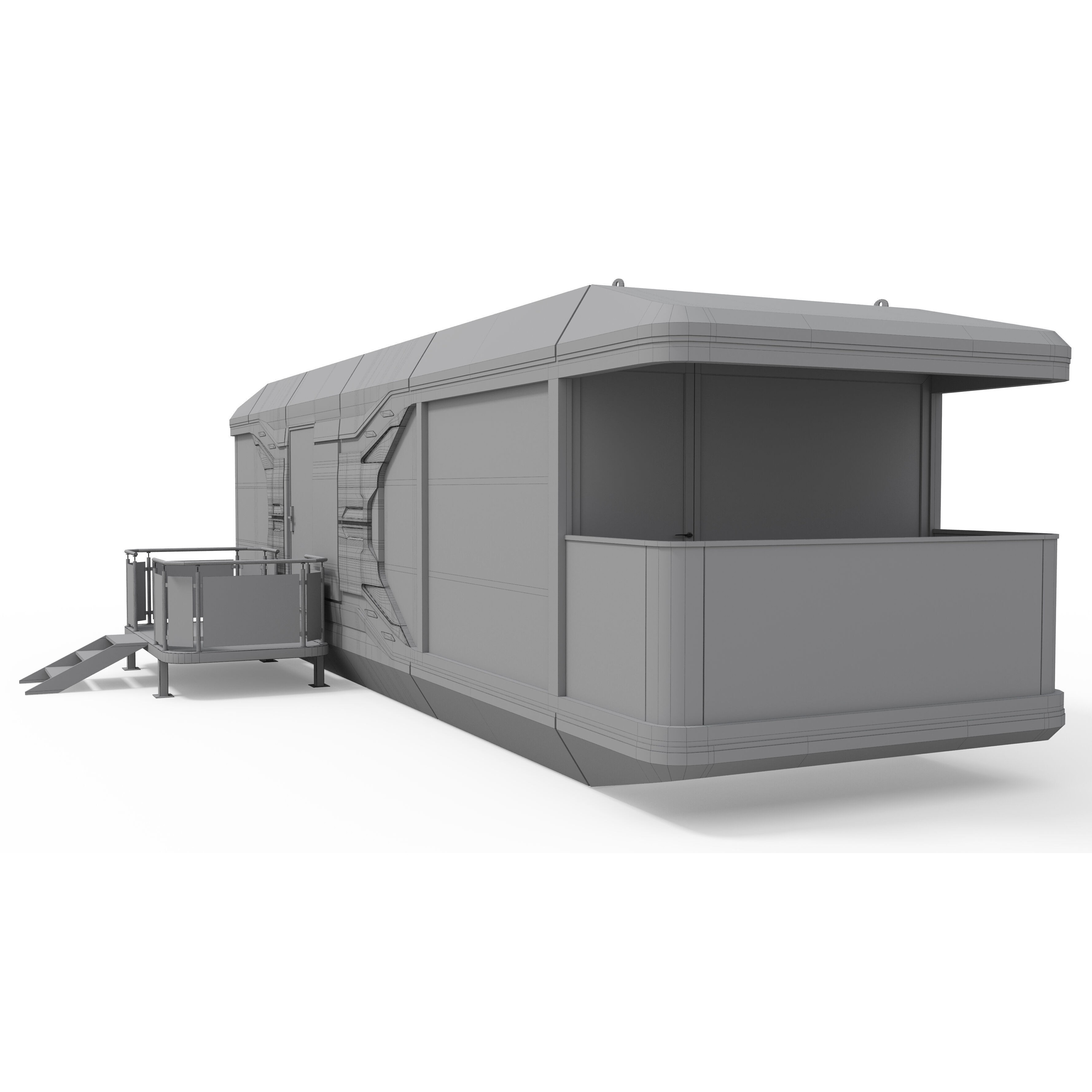 Capsule Modular Two-Room House - Low-Poly Game-Ready 3D Model - View 20