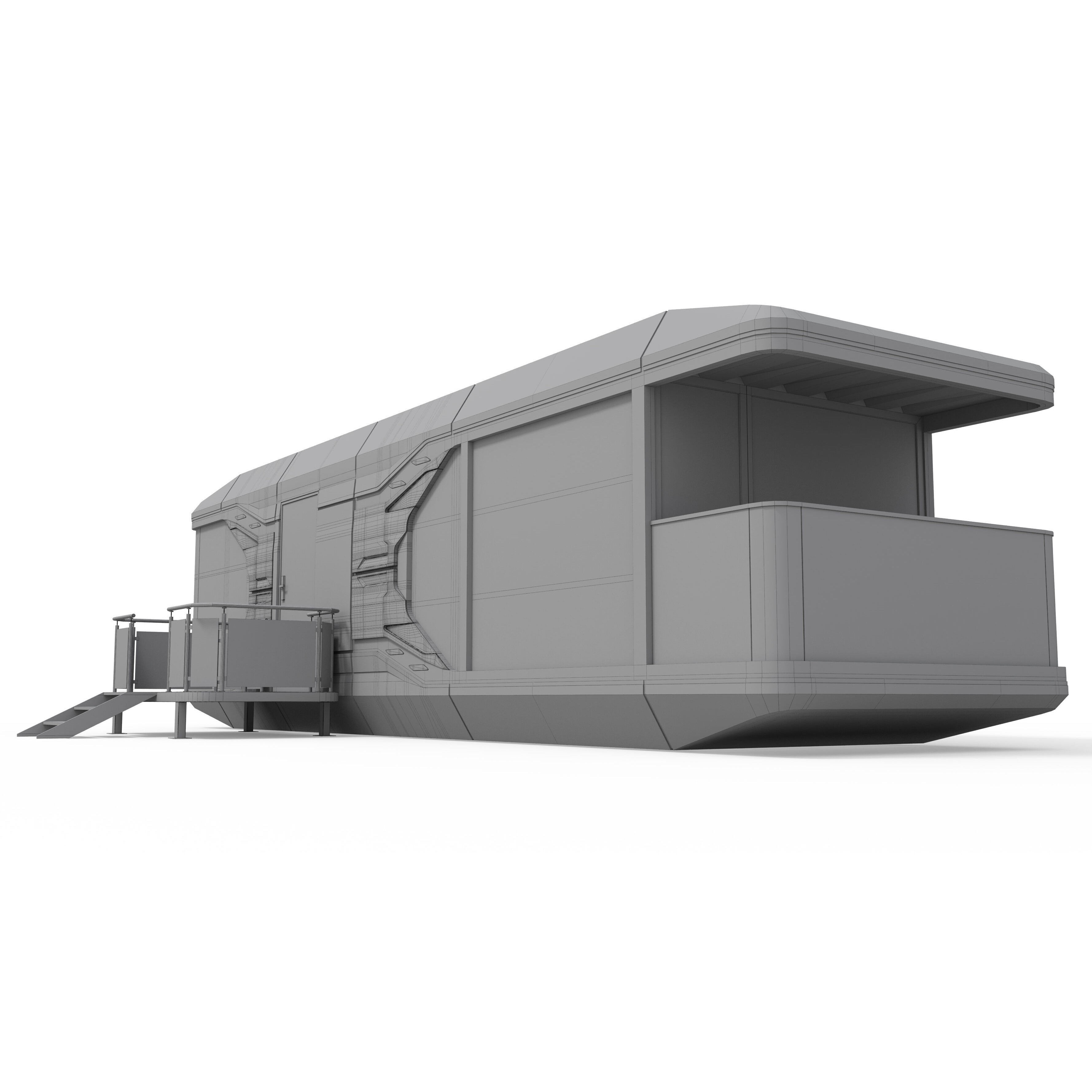 Capsule Modular Two-Room House - Low-Poly Game-Ready 3D Model - View 22