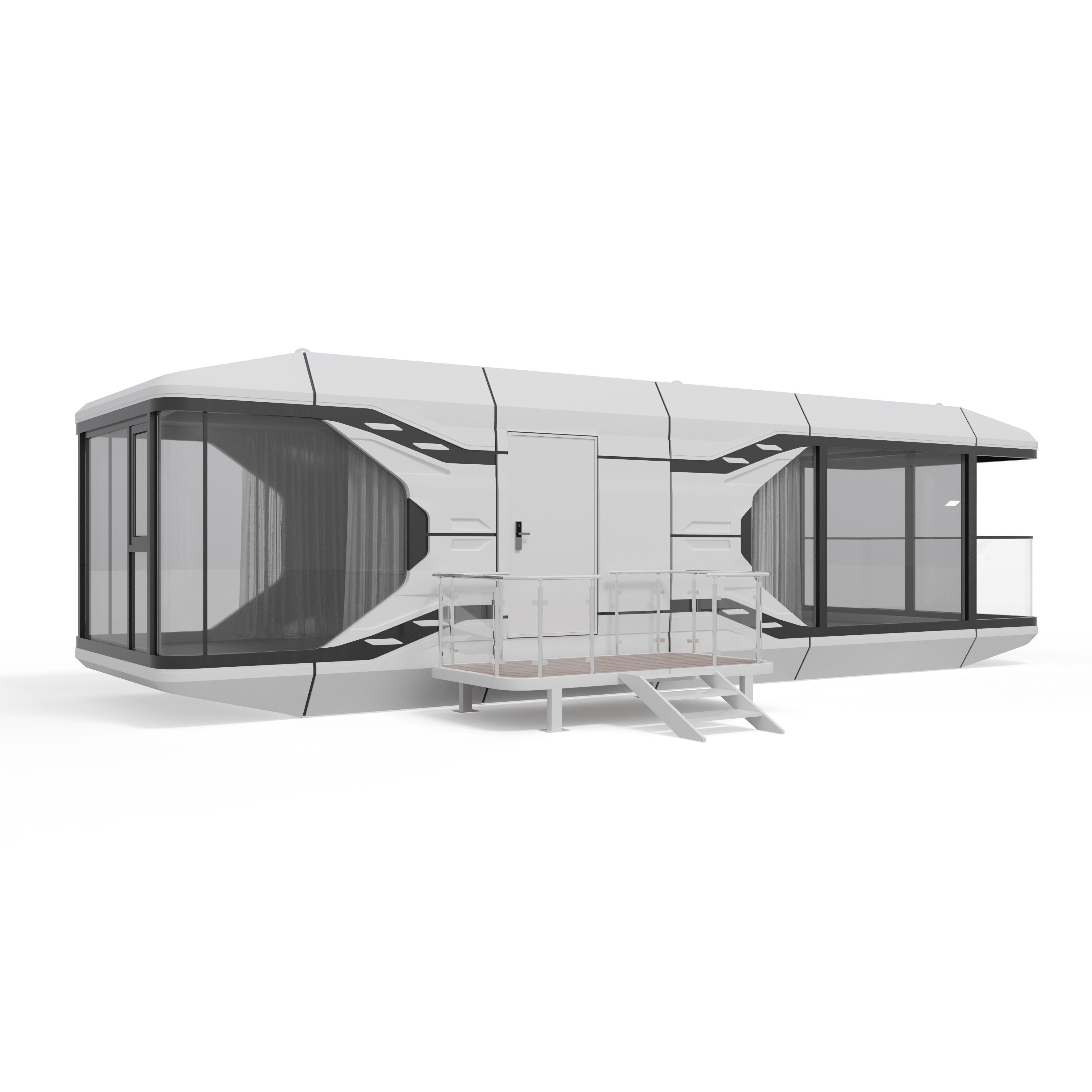 Capsule Modular Two-Room House - Low-Poly Game-Ready 3D Model - View 4