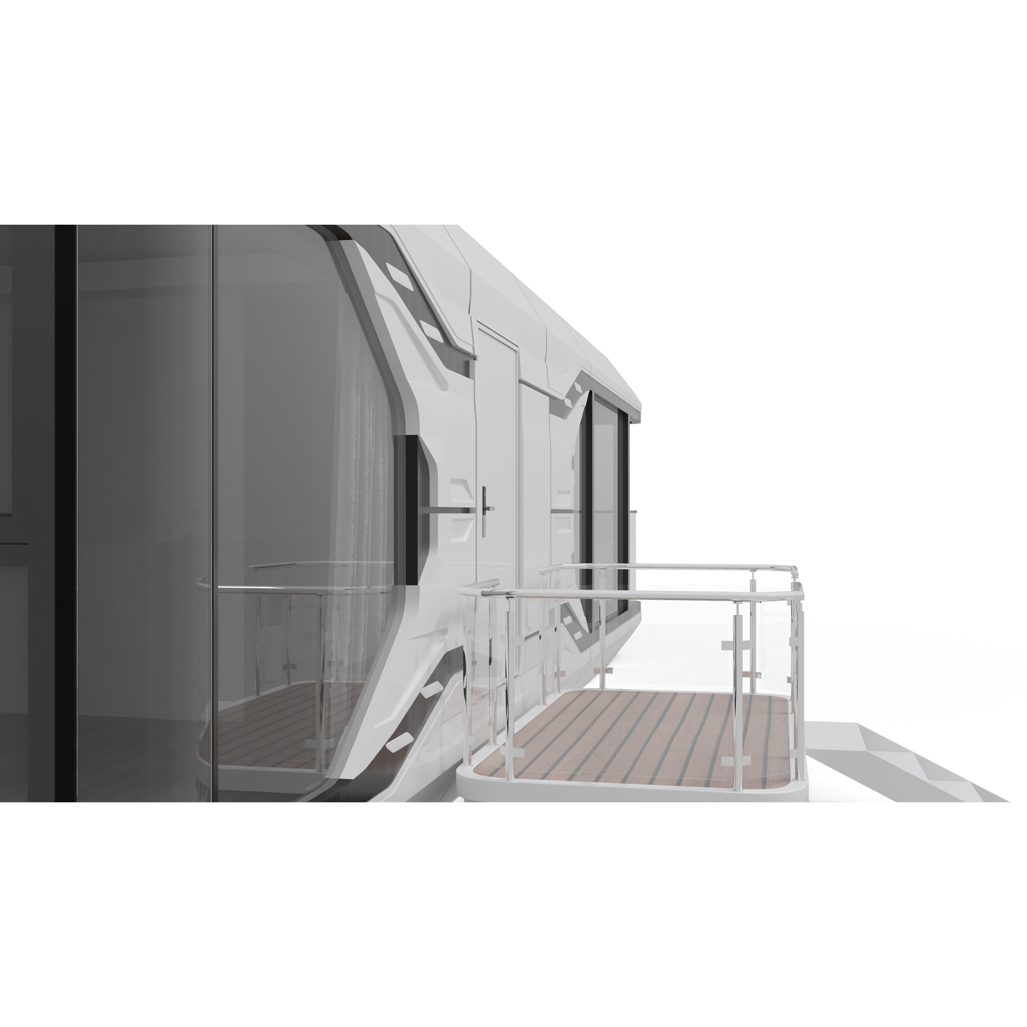 Capsule Modular Two-Room House - Low-Poly Game-Ready 3D Model - View 5