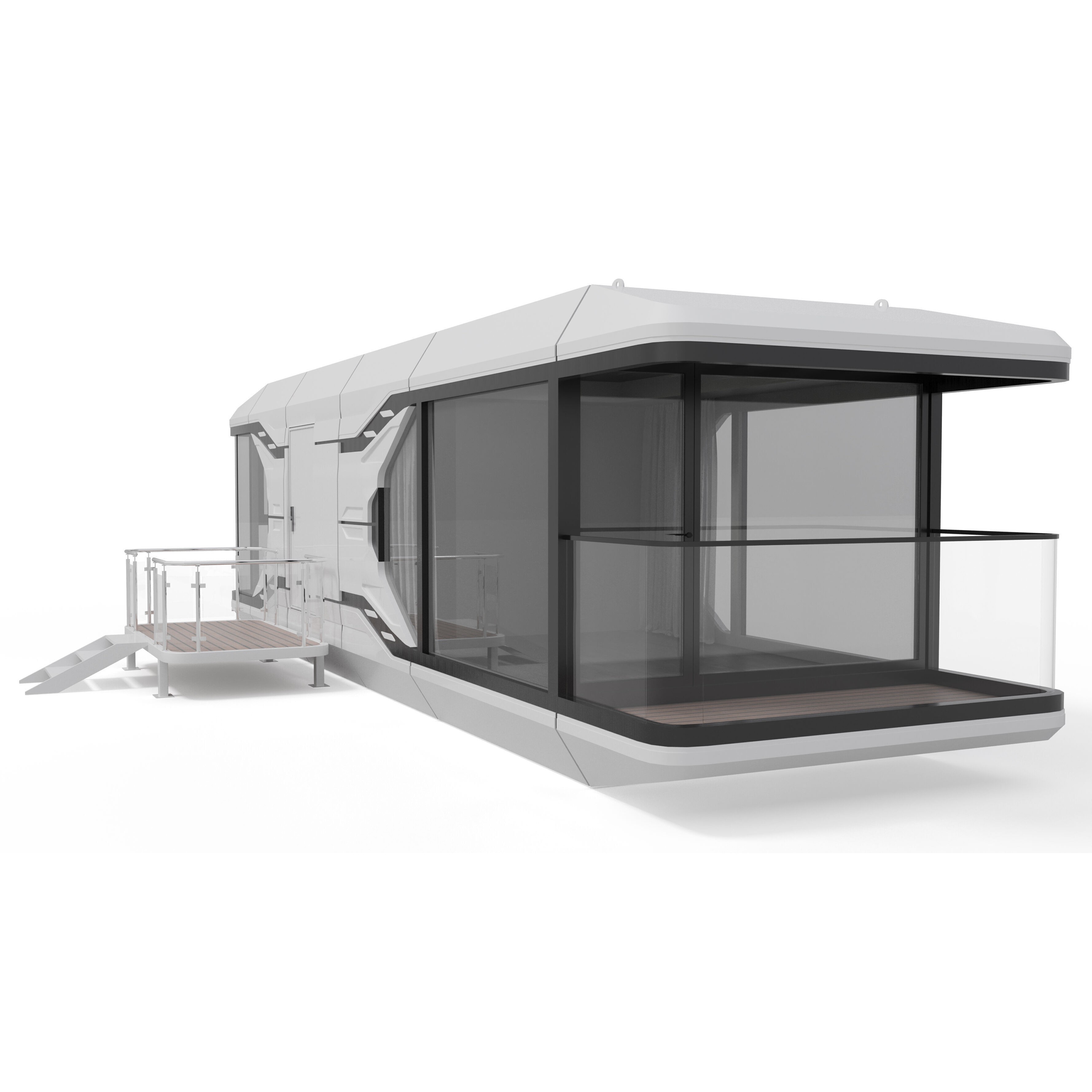 Capsule Modular Two-Room House - Low-Poly Game-Ready 3D Model - View 6