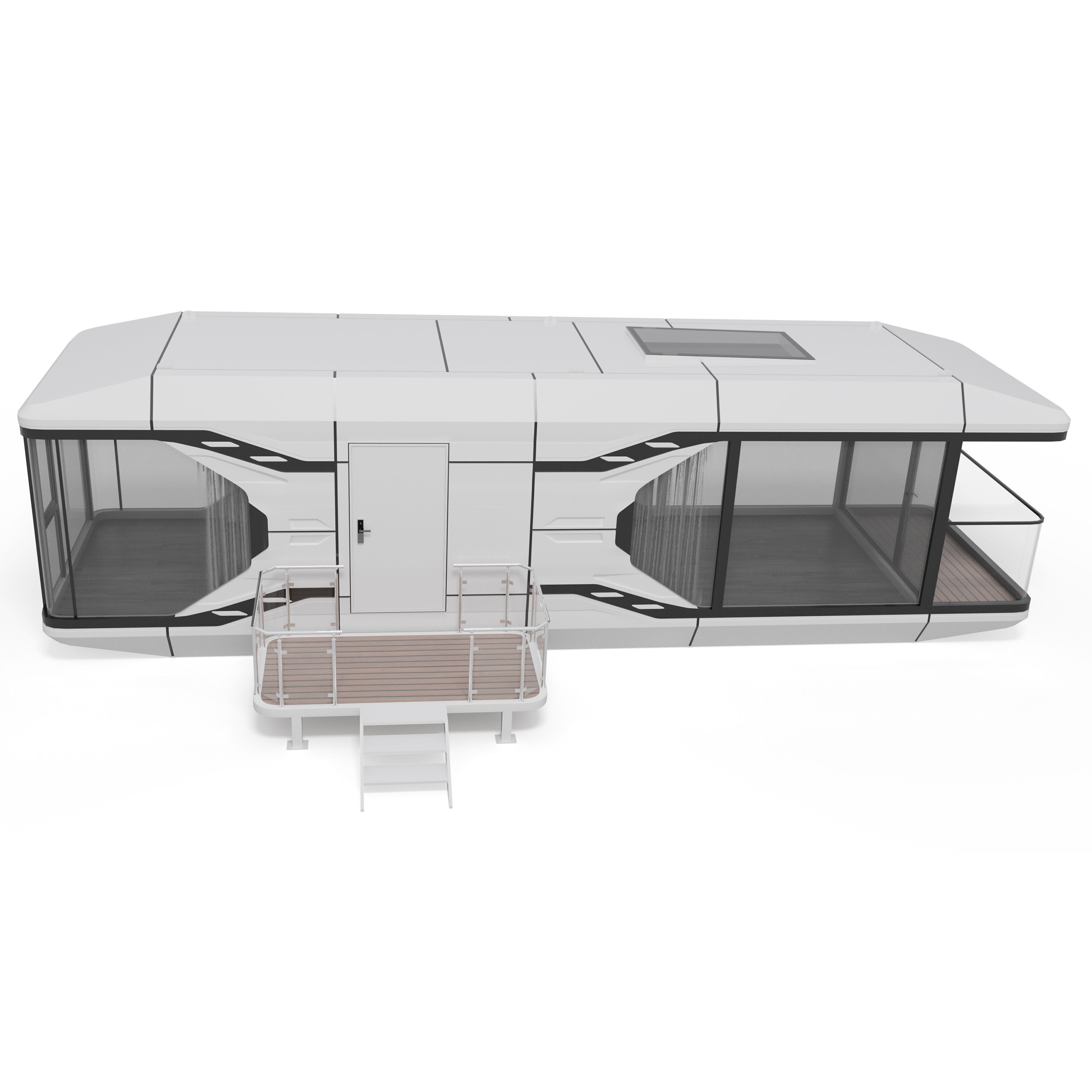 Capsule Modular Two-Room House - Low-Poly Game-Ready 3D Model - View 9