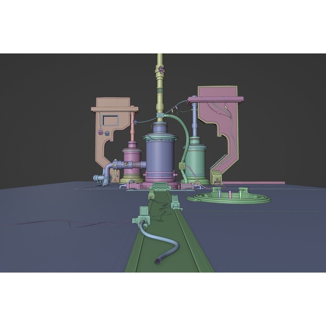 Alien Steam Laboratory 3D Model – Low Poly Sci-Fi Environment, Blender - View 4