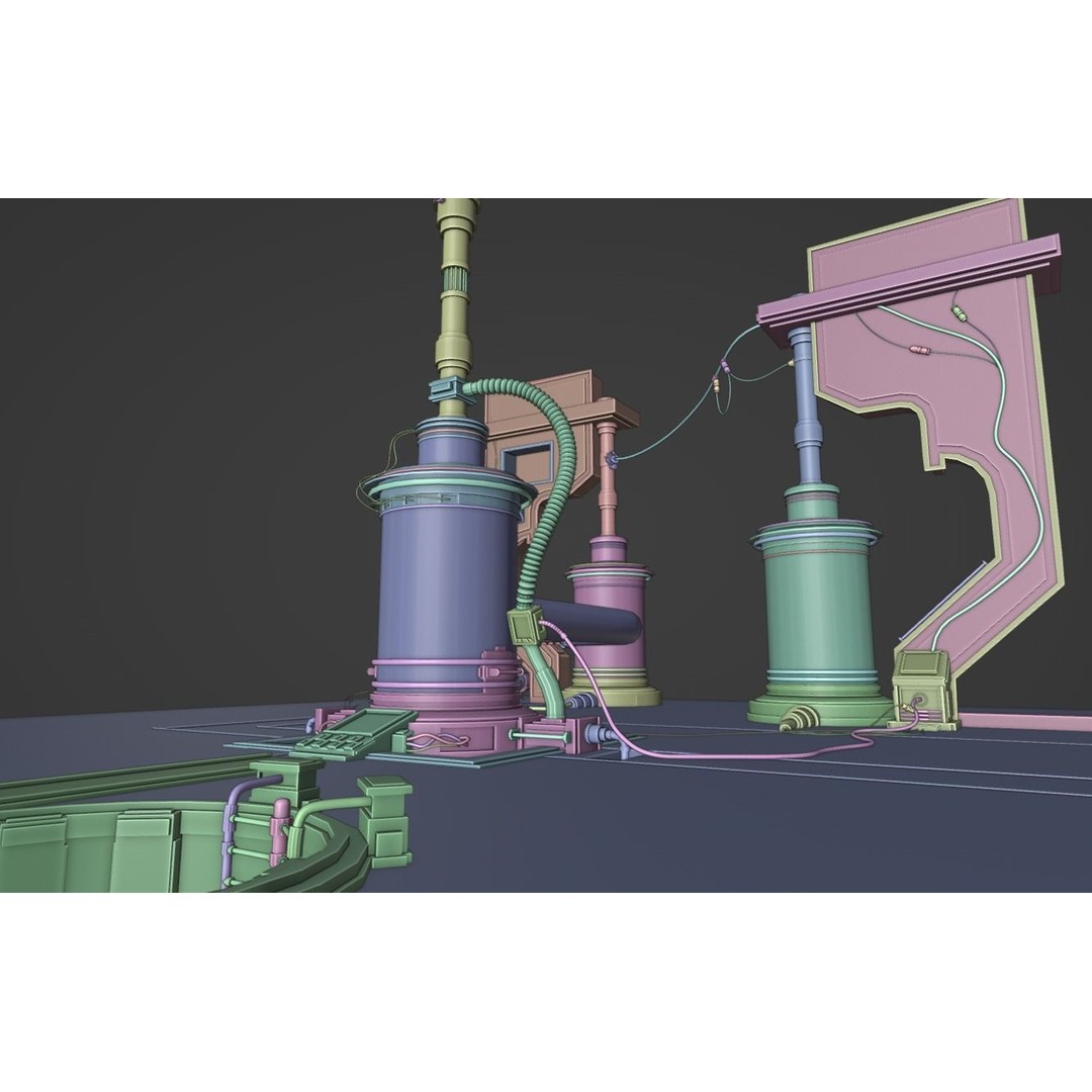 Alien Steam Laboratory 3D Model – Low Poly Sci-Fi Environment, Blender - View 5