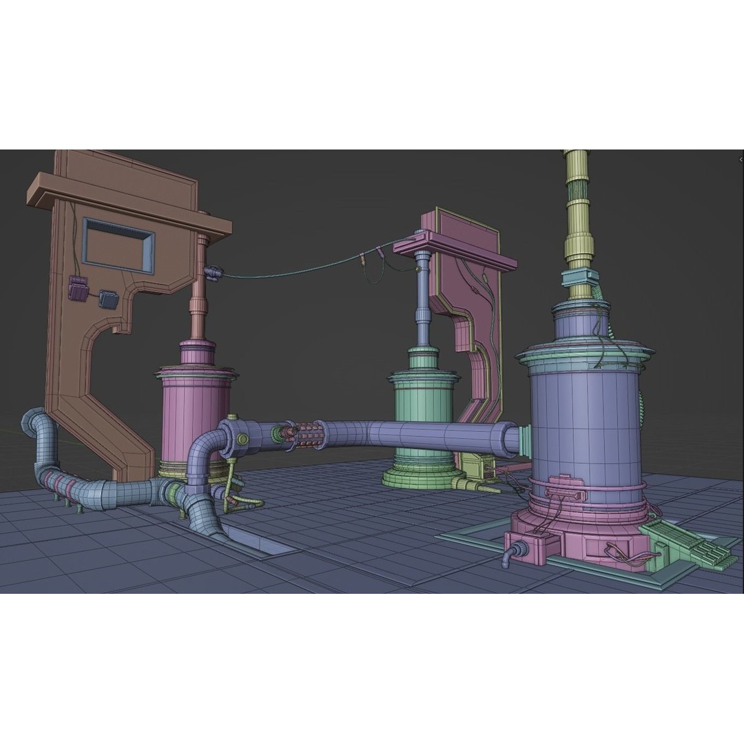 Alien Steam Laboratory 3D Model – Low Poly Sci-Fi Environment, Blender - View 6