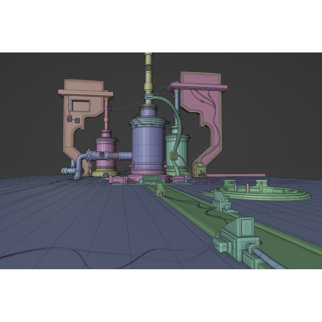 Alien Steam Laboratory 3D Model – Low Poly Sci-Fi Environment, Blender - View 7