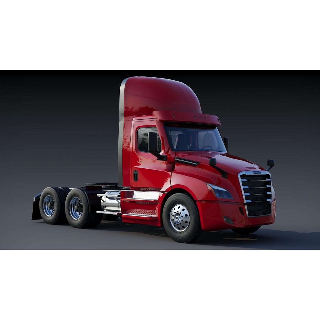 Freightliner Cascadia 3D Model – Low Poly Truck Game Asset, FBX - View 14
