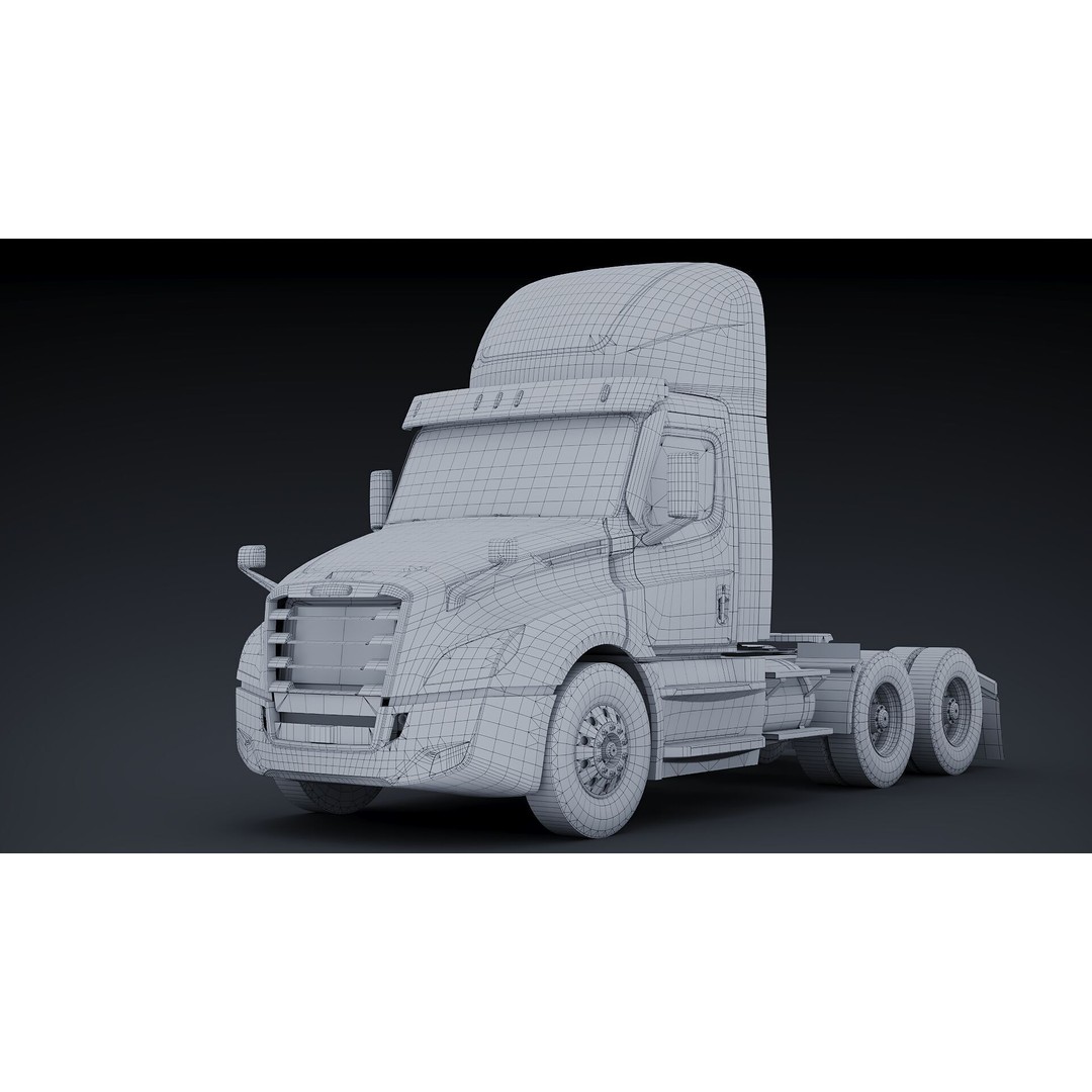 Freightliner Cascadia 3D Model – Low Poly Truck Game Asset, FBX - View 28