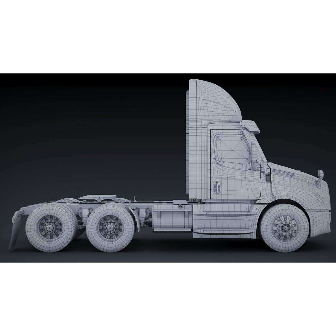 Freightliner Cascadia 3D Model – Low Poly Truck Game Asset, FBX - View 30