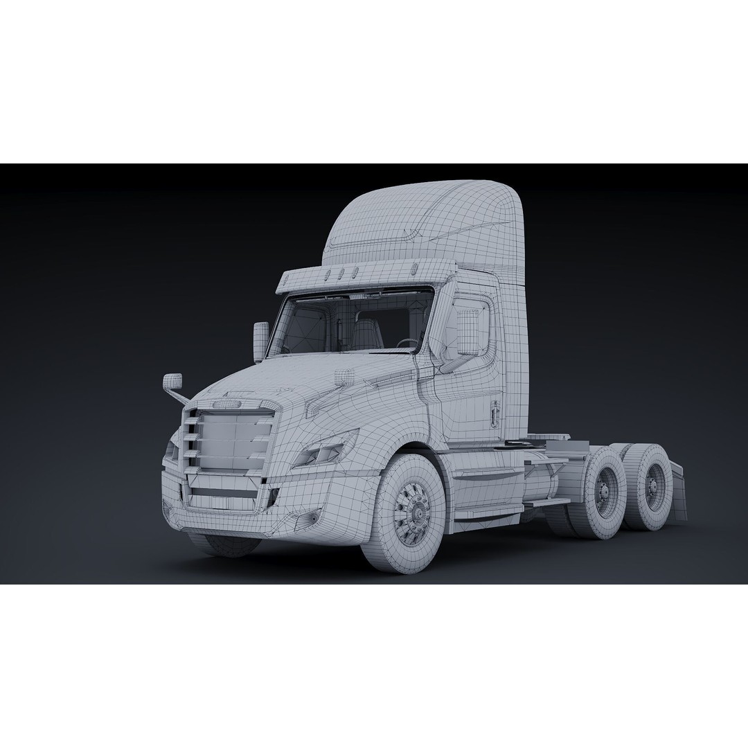 Freightliner Cascadia 3D Model – Low Poly Truck Game Asset, FBX - View 31