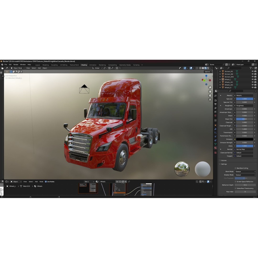 Freightliner Cascadia 3D Model – Low Poly Truck Game Asset, FBX - View 35