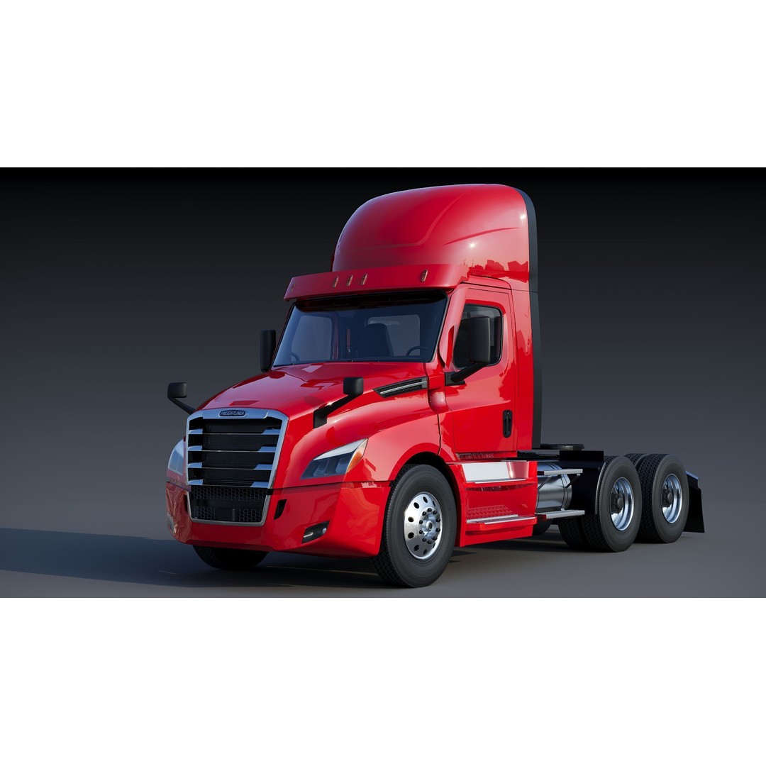 Freightliner Cascadia 3D Model – Low Poly Truck Game Asset, FBX - View 4