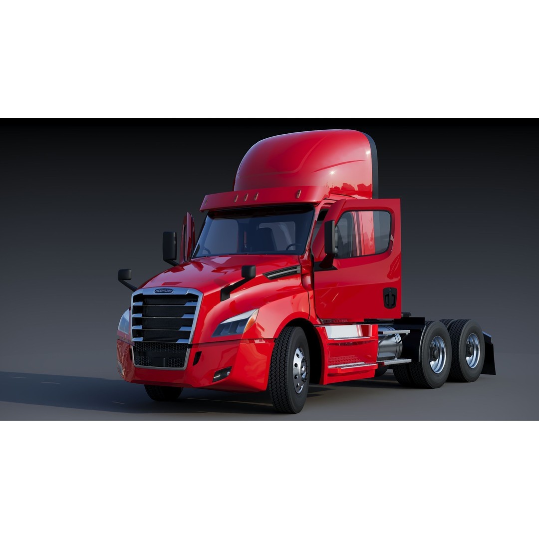 Freightliner Cascadia 3D Model – Low Poly Truck Game Asset, FBX - View 9